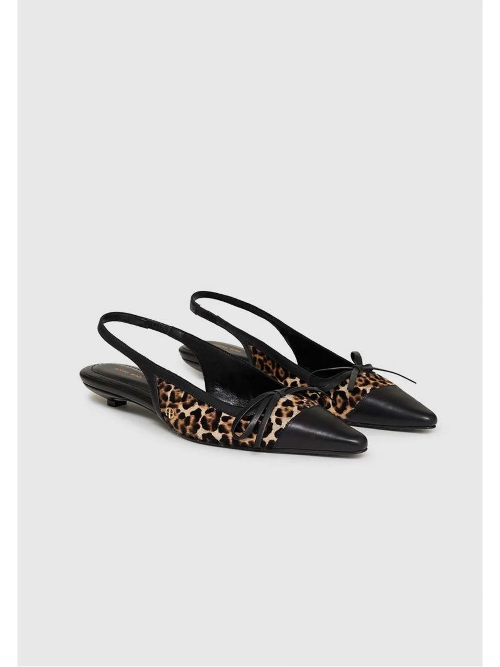 Anine Bing Zoey Slingback Heels in Leopard Calf Hair